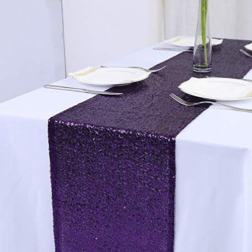 Zdada Purple 12 x108  Dining Room Sequin Table Runner