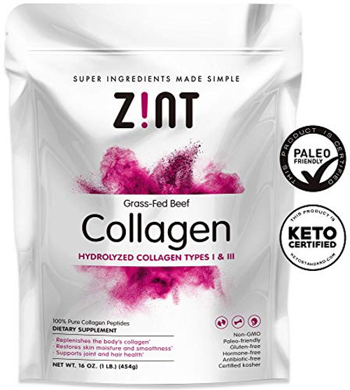 Zint Collagen Peptides Powder 16 oz Paleo Friendly Keto Certified Grass Fed Hydrolyzed Collagen Protein Supplement Unflavored Non GMO Zint Collagen Peptides Powder 16 oz Paleo Friendly Keto Certified Grass Fed Hydrolyzed Collagen Protein Supplement Unflavored Non GMO