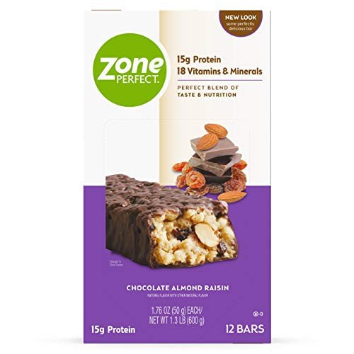Zone Perfect Protein Bars Chocolate Almond Raisin 12g of Protein Nutrition Bars With Vitamins Minerals Great Taste Guaranteed 12 Bars Zone Perfect Protein Bars Chocolate Almond Raisin 12g of Protein Nutrition Bars With Vitamins Minerals Great Taste Guaranteed 12 Bars