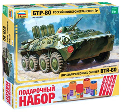ZVEZDA 3558 P   Russian Personnel Carrier BTR 80   Gift Set Plastic Model Kit Scale 1 35 Lenght 21 cm   8  211 Parts