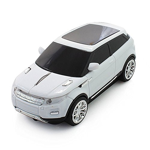 CHUYI 2.4GHz Wireless Mouse Cool Sport Car Shape Optical Mouse 1600DPI Gaming Mice with USB Receiver for PC Computer Laptop (White)