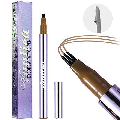 VANTICA Microblading Eyebrow Pen   Waterproof Eyebrow Tattoo Pen Liquid Eyebrow Pencil with 3 Micro Fork Tips   Eyebrow Razor for Women Long lasting Natural Eye Brows Look Brown