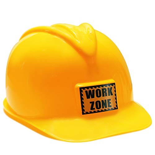 FunLand Construction Worker Helmet for Kids Plastic Hat Dress Up Costume Child Party Hat Yellow Small