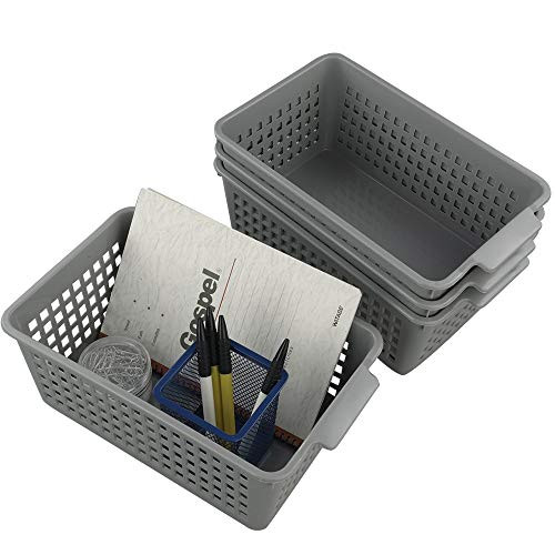 Doryh Plastic Baskets Set Grey 4 Packs