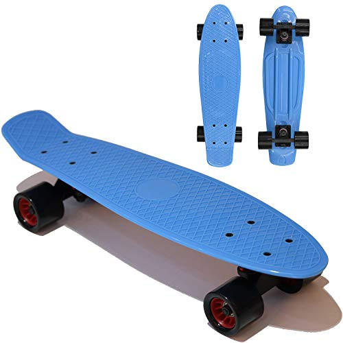 szpuai 22 Inch Skateboard Mini Cruiser Complete Board Plastic Deck High Rebound PU Wheels for Kids of All Ages Girls and Boys