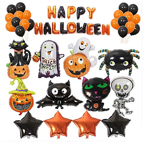 JEYODA Halloween Black Bat Pumpkin Head Foil Balloon Ghost Festival Skeleton Man Bar Decoration Party Foil Balloon Tassel Orange Star JEYODA Halloween Black Bat Pumpkin Head Foil Balloon Ghost Festival Skeleton Man Bar Decoration Party Foil Balloon Tassel Orange Star