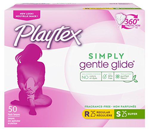 Playtex Simply Gentle Glide Multipack Unscented Tampons with Regular and Super Absorbencies 50 Count  Packaging May Vary