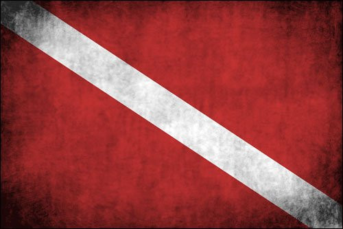 American Vinyl Vintage Scuba Dive Flag Sticker  Diver Diving Distressed Decal