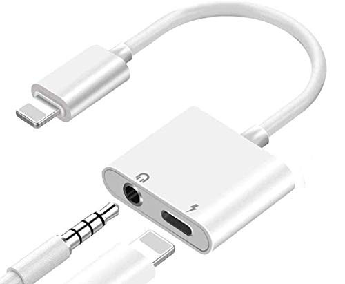 Headphone Adapter for iPhone 11 pro  7 7 Plus 8 X 10 11 XR XS XS Max  2 in1 35mm Headphone Jack Car Charger AUX Converter Splitter Charge   Audio Cables Dongle Earphone Adaptor Support iOS System