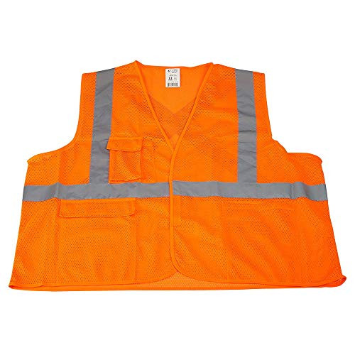 SAFEGEAR 5 pk Type R Class 2 Safety Vest with Pockets and Hook   Loop Closure   2XL 3XL Polyester Mesh Orange High Visibility Vest for Men or Women   J J Keller   Associates