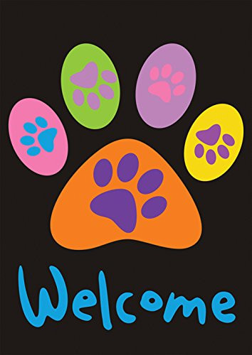 Toland Home Garden 102670 Welcome Paws Black 28 x 40 Inch Decorative  28  x 40   Double Sided House Flag