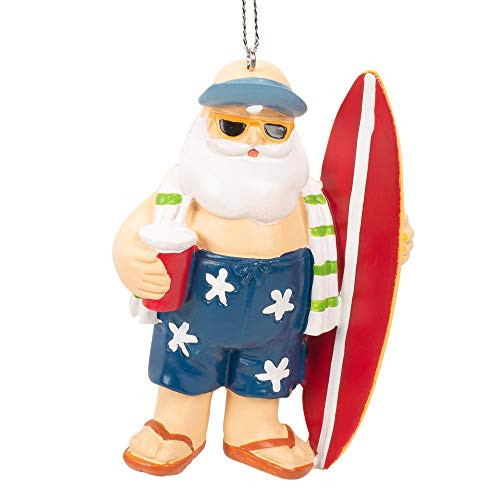 Midwest CBK Beach Santa Multicolored 4 x 3 Resin Stone Christmas Decorative Hanging Ornament