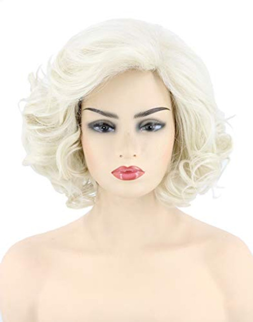 Topcosplay Womens Wigs Platinum Blonde Short Curly Halloween Costume Cosplay Wig Topcosplay Womens Wigs Platinum Blonde Short Curly Halloween Costume Cosplay Wig
