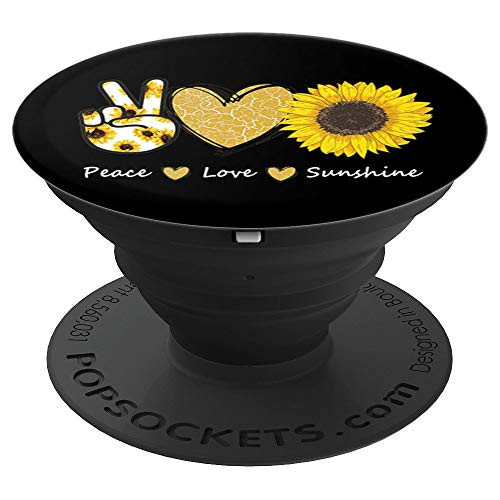 Peace Love Sunshine Sunflower PopSockets Grip and Stand for Phones and Tablets
