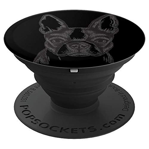 Boston Terrier Pet Dog Owner Gift On Black Background PopSockets Grip and Stand for Phones and Tablets