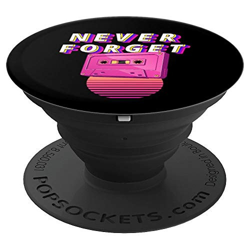 Never Forget Vintage Retro Pink Cassette 80s Music Gift Tape PopSockets Grip and Stand for Phones and Tablets