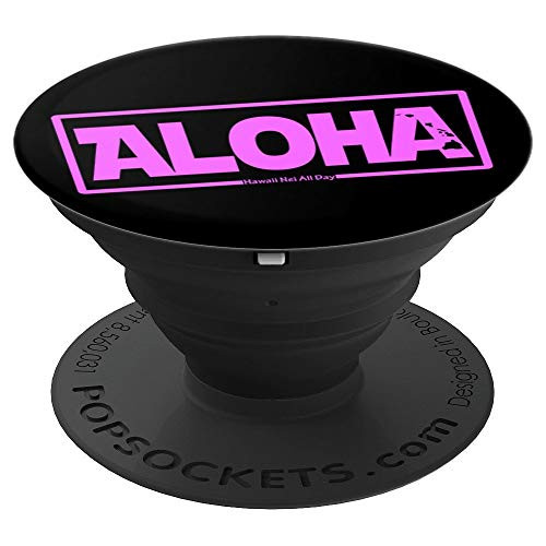 Aloha Hawaiian Islands Pink Ink by Hawaii Nei All Day PopSockets Grip and Stand for Phones and Tablets