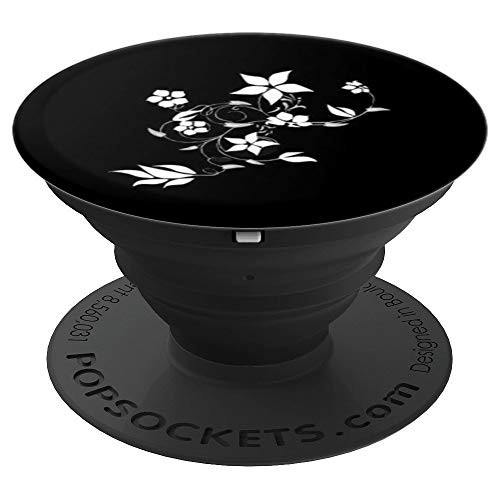 Flowers Arrangment White Floral On Black Background Theme PopSockets Grip and Stand for Phones and Tablets Flowers Arrangment White Floral On Black Background Theme PopSockets Grip and Stand for Phones and Tablets
