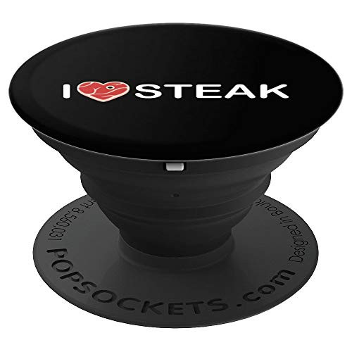 I love steak heart bbq meat eater backyard grilling gift PopSockets Grip and Stand for Phones and Tablets