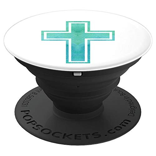 Cross Christian Faith Teal Watercolor Gift for a Girl PopSockets Grip and Stand for Phones and Tablets Cross Christian Faith Teal Watercolor Gift for a Girl PopSockets Grip and Stand for Phones and Tablets