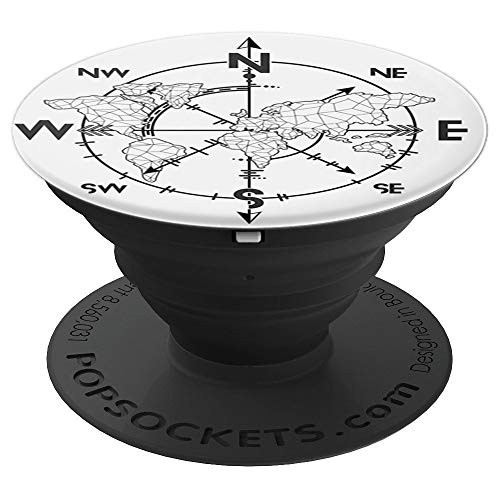 Retro Vintage Nautical Compass with world map PopSockets Grip and Stand for Phones and Tablets