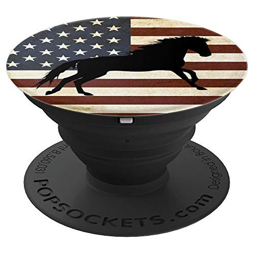 Horse American Flag Patriotic Phone PopSockets Grip and Stand for Phones and Tablets