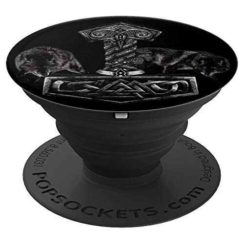 Norse Mythology Odin Wolf Thor Hammer Mjolnir Viking Pagan PopSockets Grip and Stand for Phones and Tablets