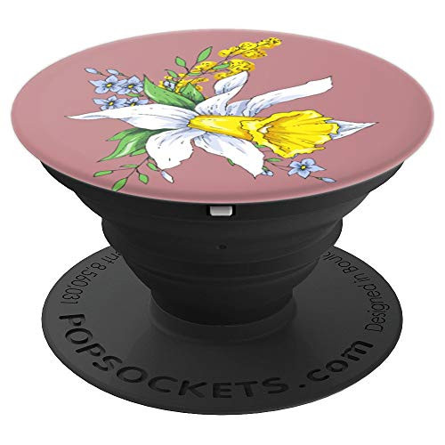 Daffodils Design on Soft Plum Background Grip PopSockets Grip and Stand for Phones and Tablets