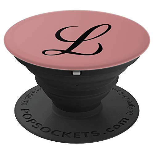Personalized Letter L Initial With A Rose Pink Background PopSockets Grip and Stand for Phones and Tablets