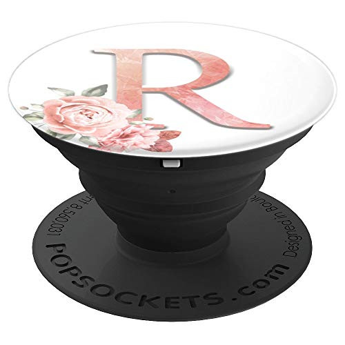 Personalized Monogram Initial Letter R Floral Gift PopSockets Grip and Stand for Phones and Tablets
