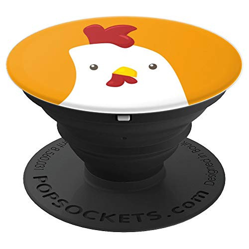 Funny Chicken Rooster White Face On Orange Background PopSockets Grip and Stand for Phones and Tablets
