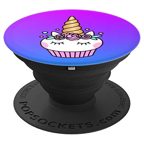Cute Yummy Unicorn Floral Cupcake PopSockets Grip and Stand for Phones and Tablets