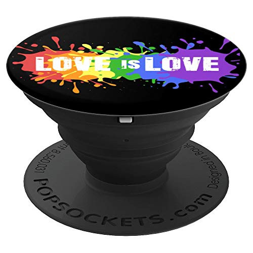 Splat Rainbow LGBT Gay Pride Lesbian Love Is PopSockets Grip and Stand for Phones and Tablets