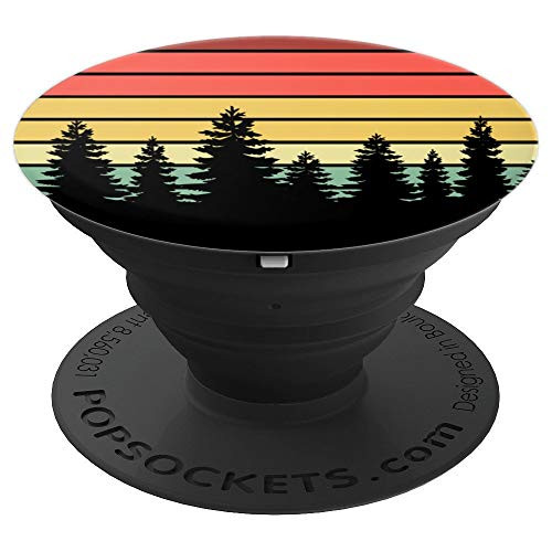 Retro Vintage Mountain Rainbow Sunset Trees Evergreen PopSockets Grip and Stand for Phones and Tablets