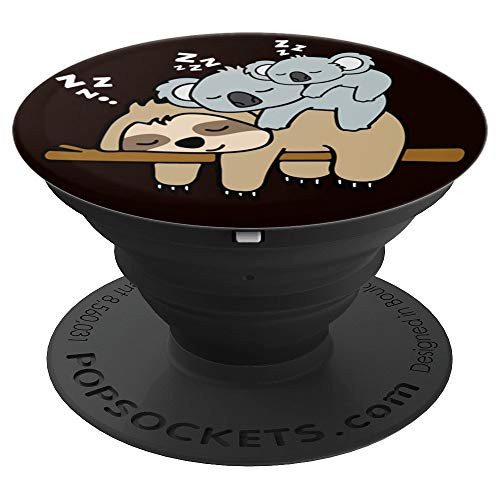 Sleeping Cute Lazy Sloth With Baby Koala Mama Bear Nap Black PopSockets Grip and Stand for Phones and Tablets Sleeping Cute Lazy Sloth With Baby Koala Mama Bear Nap Black PopSockets Grip and Stand for Phones and Tablets