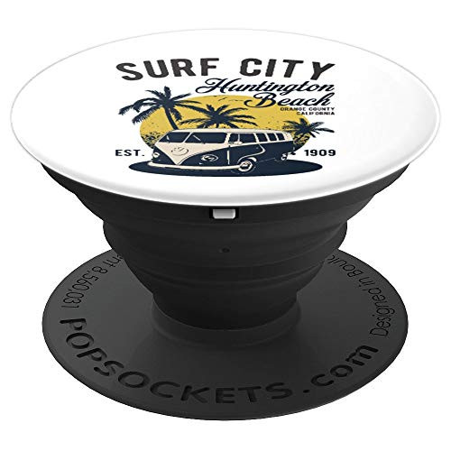 Vintage Surf City Huntington Beach California Summer Gift PopSockets Grip and Stand for Phones and Tablets