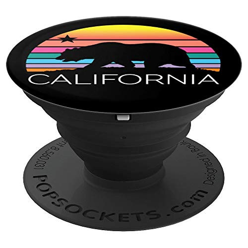 Retro California Surf Vintage Beach Cali 80s Venice Palm Sun PopSockets Grip and Stand for Phones and Tablets