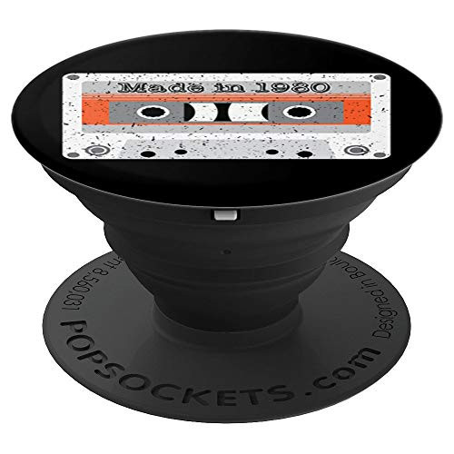 Made in 1980 Retro Vintage Music Cassette 80s Tape DJ PopSockets Grip and Stand for Phones and Tablets
