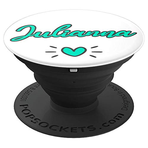 Julianna Name Personalized Cute Teal Heart Decorative Design PopSockets Grip and Stand for Phones and Tablets