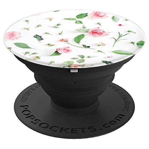 Pink Rose Pattern With WHite Background Phone   Tablet Grip PopSockets Grip and Stand for Phones and Tablets