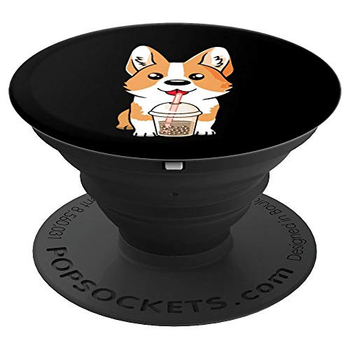 Boba Tea Corgi Dog Puppy Lover Kawaii Japanese Anime Gift PopSockets Grip and Stand for Phones and Tablets