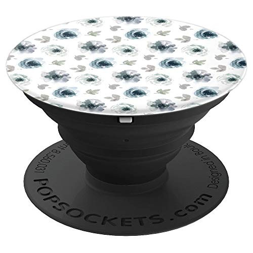 White Background With Blue and Gray Flowers Floral PopSockets Grip and Stand for Phones and Tablets White Background With Blue and Gray Flowers Floral PopSockets Grip and Stand for Phones and Tablets