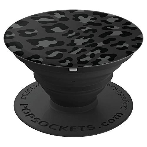 Cute Black Leopard Print Pattern Design For Women On Black PopSockets Grip and Stand for Phones and Tablets