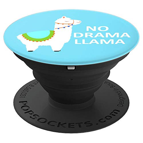 No Drama Llama Cute Llama Gift   Blue Background PopSockets Grip and Stand for Phones and Tablets