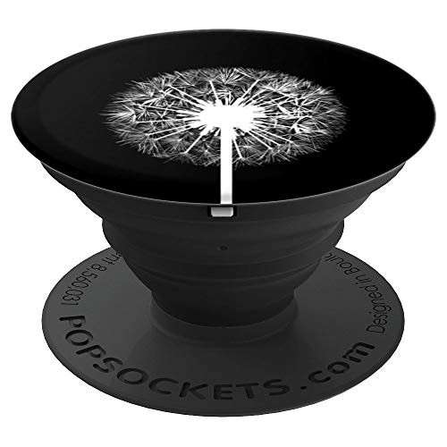 Lovely Dandelion Flower Black Background PopSockets Grip and Stand for Phones and Tablets