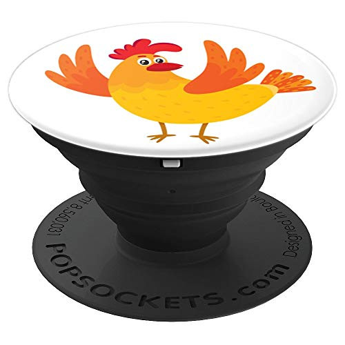 Flapping Wings Yellow Chicken Cute On White Background PopSockets Grip and Stand for Phones and Tablets
