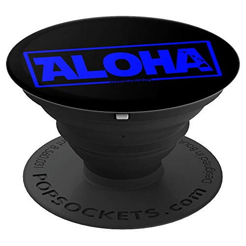 Aloha Hawaiian Islands Blue Ink by Hawaii Nei All Day PopSockets Grip and Stand for Phones and Tablets