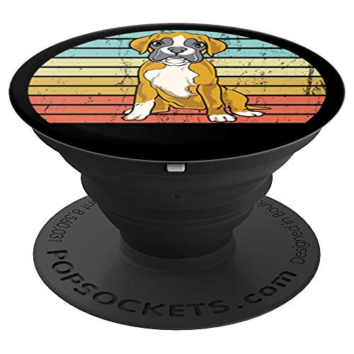 Boxer Dog Graphic Retro Background Boxer Dad Boxer Mom PopSockets Grip and Stand for Phones and Tablets