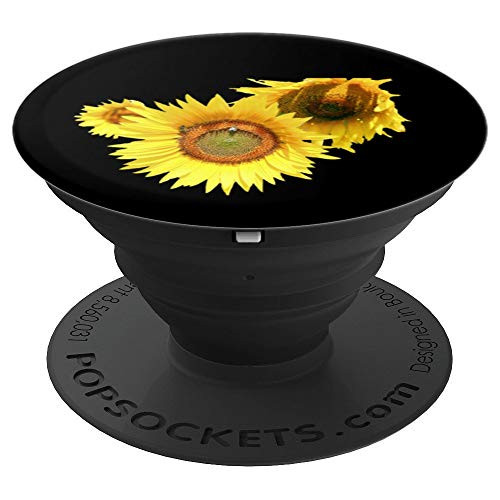 Beautiful Sunflower Lovers Sun Flower Black Background Gift PopSockets Grip and Stand for Phones and Tablets