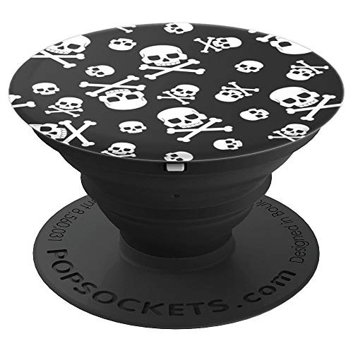 Vintage Skull   Crossbones Pattern Black Halloween skull PopSockets Grip and Stand for Phones and Tablets
